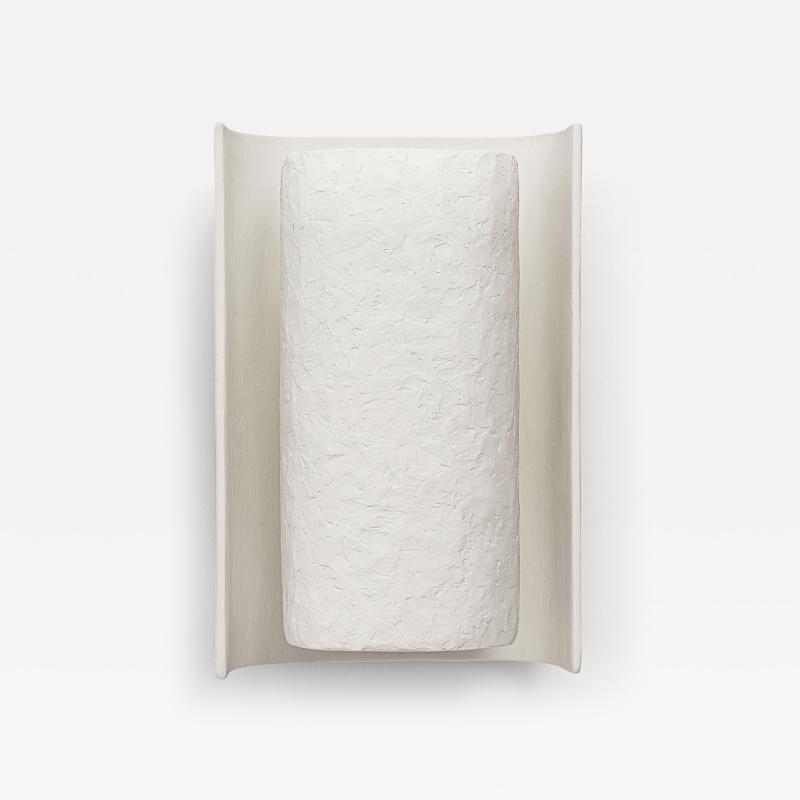  Benediko Small Galba III Wall Sconce in White Plaster with Knifed Finish