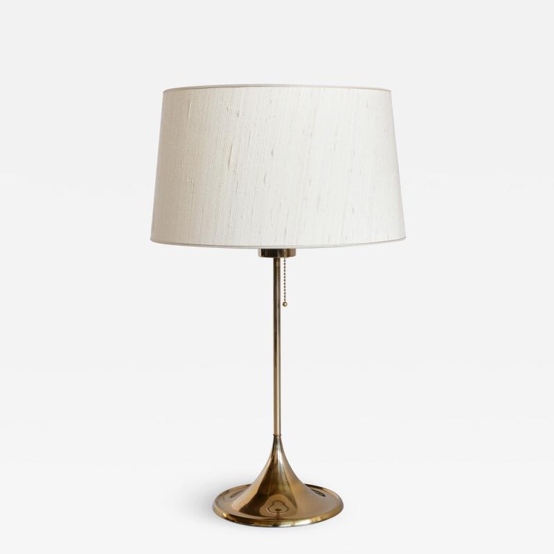  Bergboms Bergboms B 024 Brass Table Lamp with Beige Silk Shade Sweden 1960s