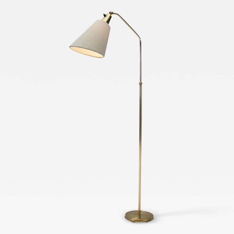  Bergboms Bergboms Brass Floor Lamp with Upholstered Shade Sweden 1940s