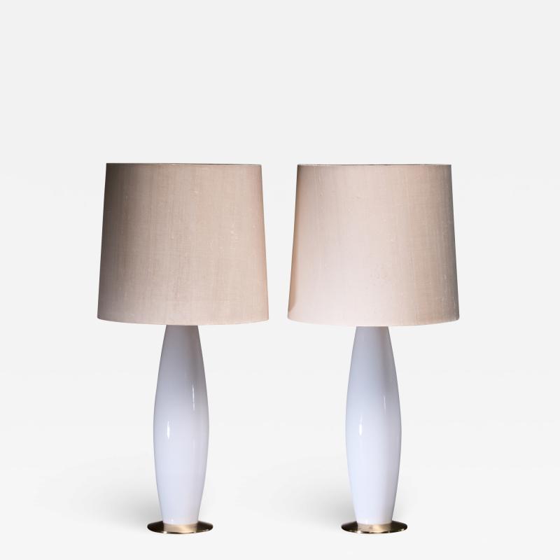  Bergboms Bergboms pair of large white glass table lamps