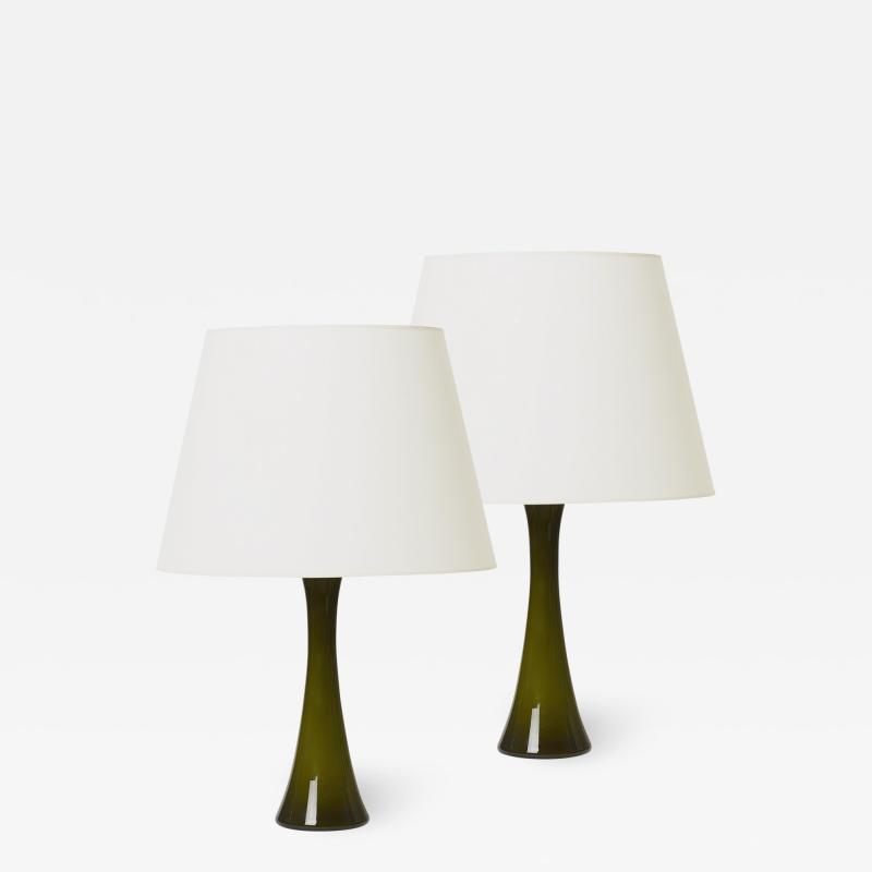  Bergboms Mod Pair of Lamps in Smoky Olive Glass by Bergboms