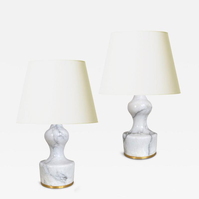  Bergboms Mod Pair of Petite Marble Lamps by Bergboms Co Attrib 