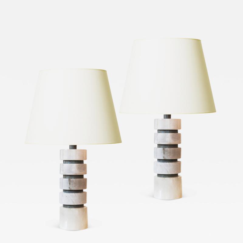  Bergboms Pair of Art Deco Inspired Marble Table Lamps by Bergboms Co 