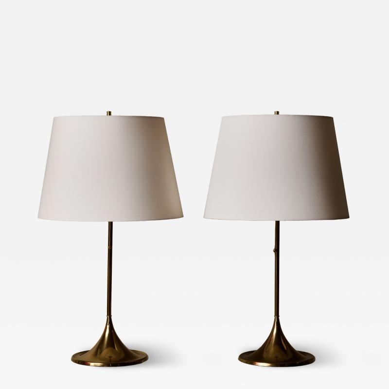  Bergboms Pair of Bergboms Brass Table Lamps Model B 024