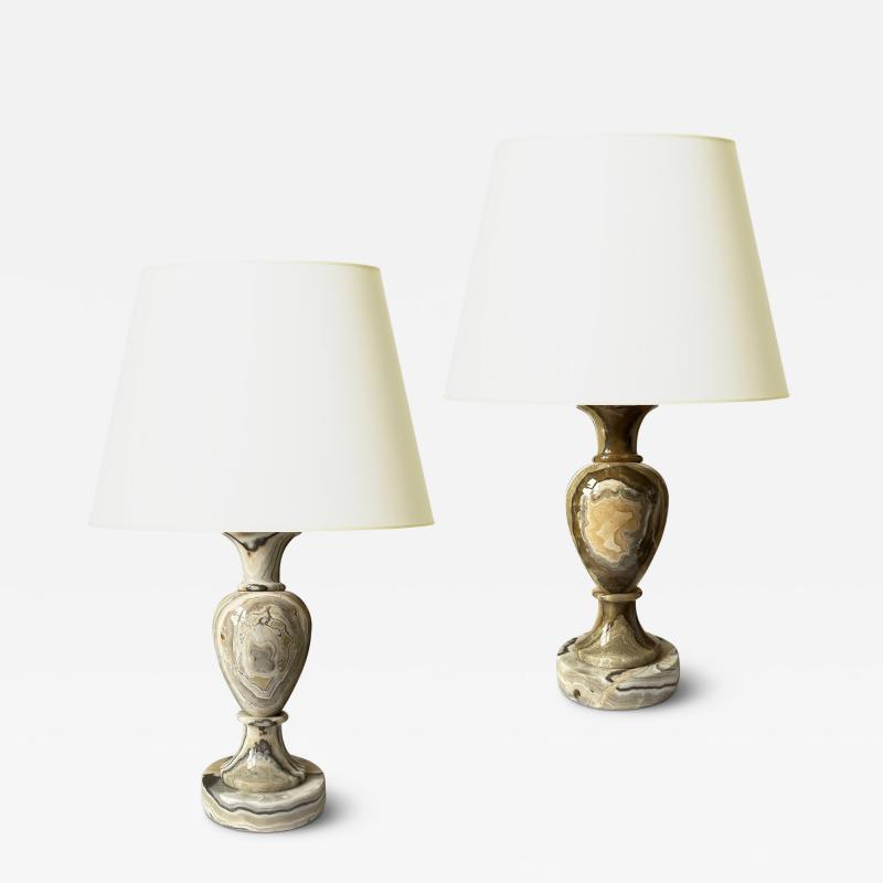  Bergboms Pair of Figured Onyx Table Lamps Attributed to Bergboms Co 