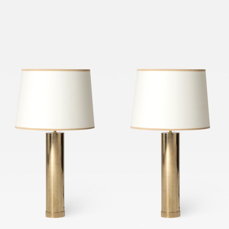  Bergboms Pair of Large Midcentury Brass Table Lamps by Bergbom