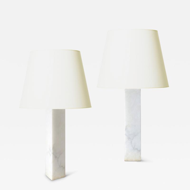  Bergboms Pair of Marble Pedestal Table Lamps by Bergboms Co 