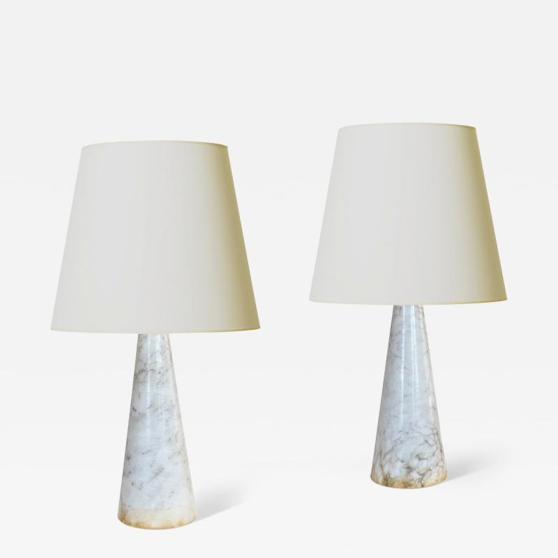  Bergboms Pair of Mod Conical Table Lamps in Marble Attributed to Bergboms Co 