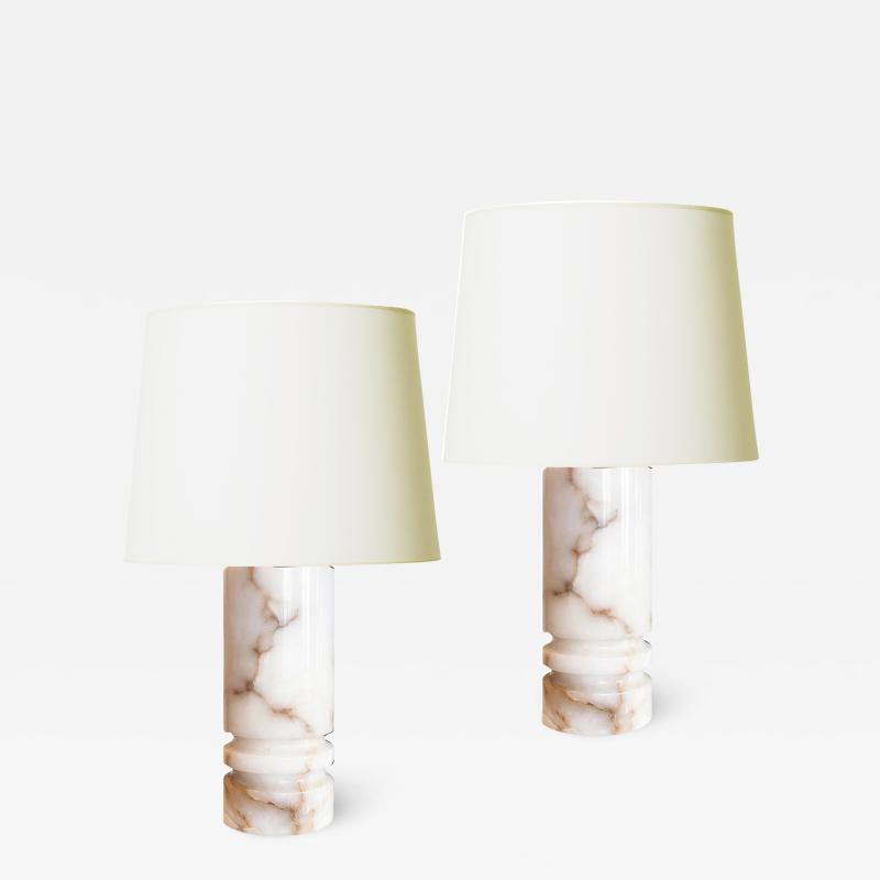  Bergboms Pair of Muscular Lathed Onyx Table Lamps by Bergbom Co 