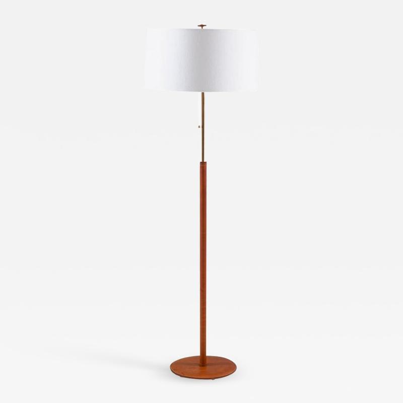  Bergboms Scandinavian Midcentury Floor Lamp in Brass and Leather by Bergboms Sweden