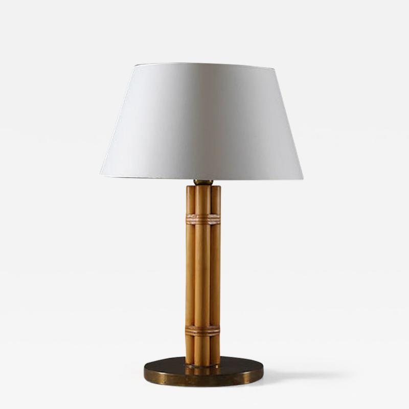 Bergboms Scandinavian Midcentury Table Lamp in Brass and Bamboo by Bergboms Sweden