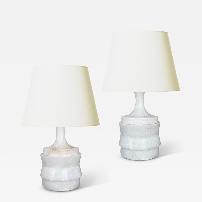  Bergboms Sculptural Pair of Table Lamps in Alabaster Attributed to Bergboms