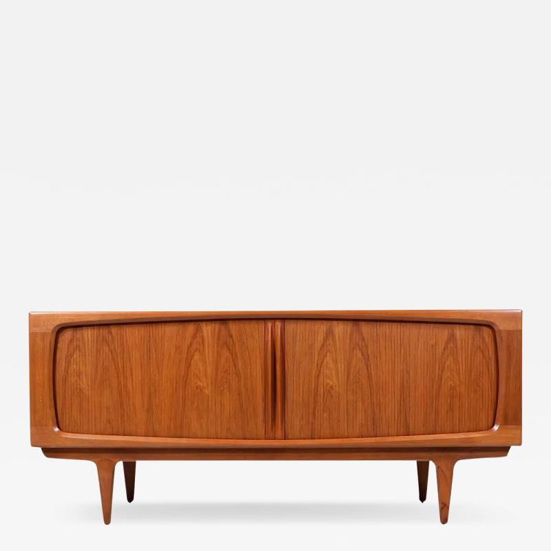  Bernhard Pedersen and S n Danish Modern Tambour Door Teak Credenza by Bernhard Pedersen Son