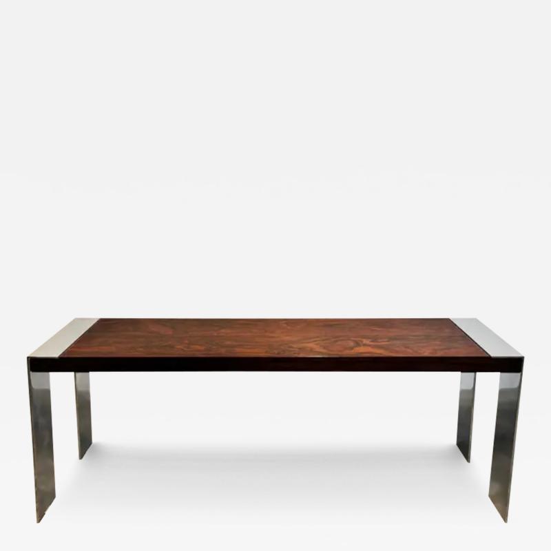  Bernhardt Design Flair Rosewood Chrome Midcentury Console Table Baughman Attributed