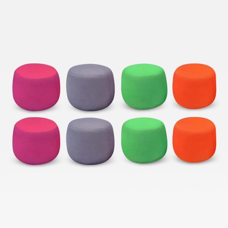  Bernhardt Design Set of Eight Bernhardt Apel Poufs or Stools Pairs in Pink Grey Orange Green