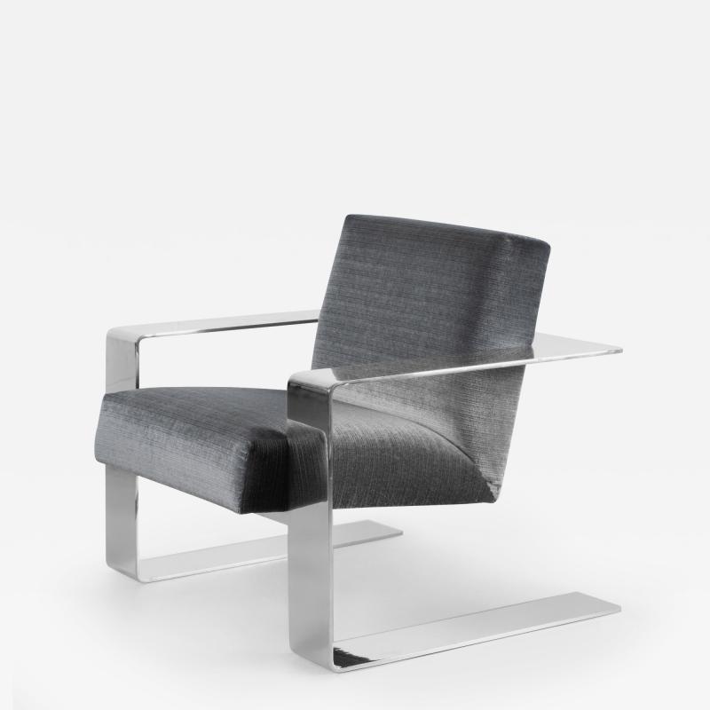  Bernhardt Furniture Company Bernhardt Connor Chair in Slate Gray Velvet Chrome