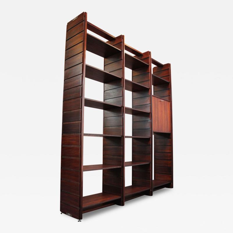  Bernini Italian Modern Rosewood Wall Unit Bookcase by Gianfranco Frattini for Bernini