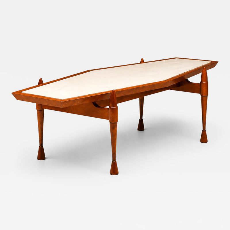  Bertomeu Cia Brazilian Modern Coffee Table in Cavi na Wood and Marble by Bertomeu Brazil