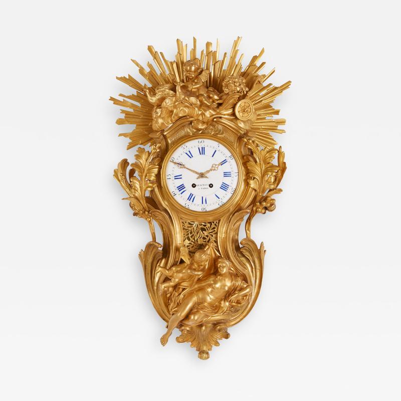  Bertoud Large gilt bronze antique French cartel clock by Bertoud