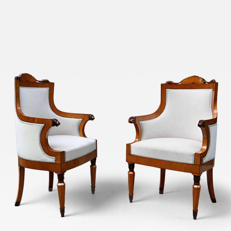  Biedermeier Fine Pair of Biedermeier Armchairs Italy 1827