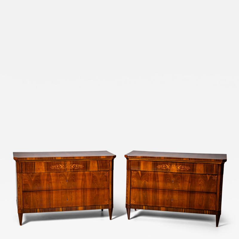  Biedermeier Pair of Biedermeier Chests of Drawers Italy 19th Century