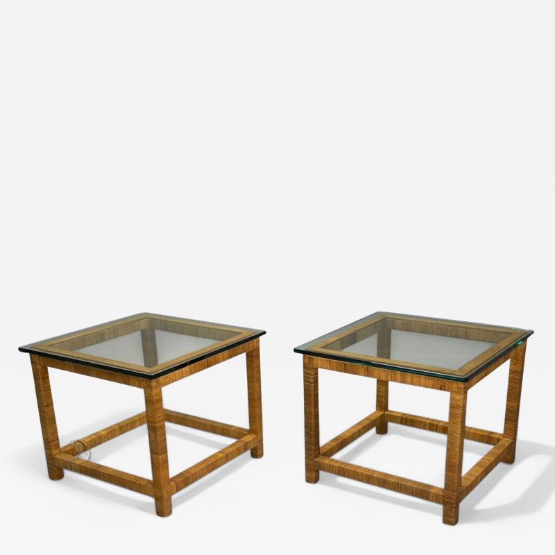  Bielecky Brothers Bielecky Brothers Modern Side Tables Cane Wrap Glass USA 21st C 