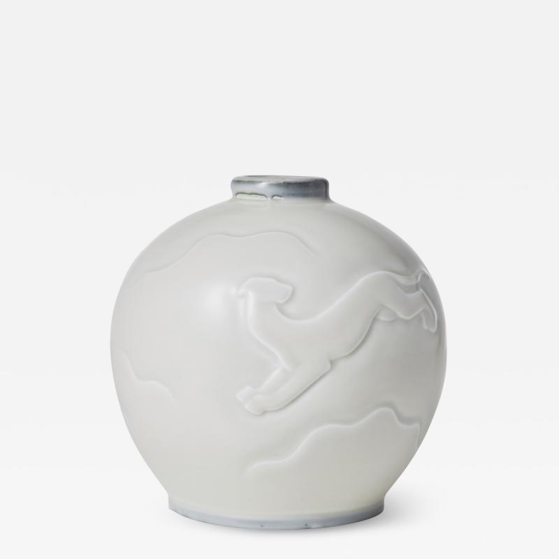  Bing Gr ndahl Art Deco Vase with Animal Reliefs by Ebbe Sadolin for Bing Groendahl