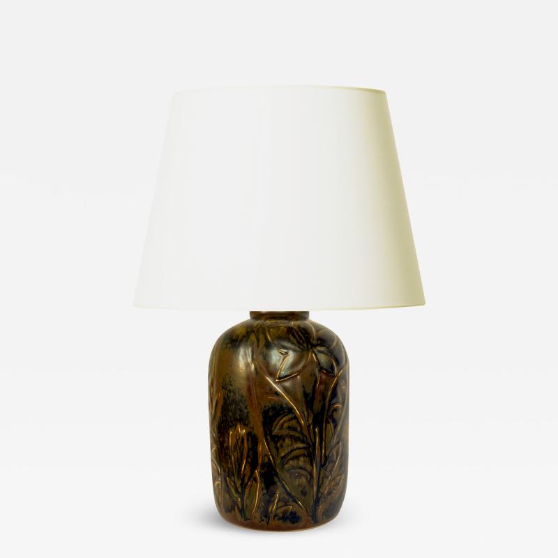  Bing Gr ndahl Table Lamp with Floral Relief by Cathinka Olsen for Bing Groendahl