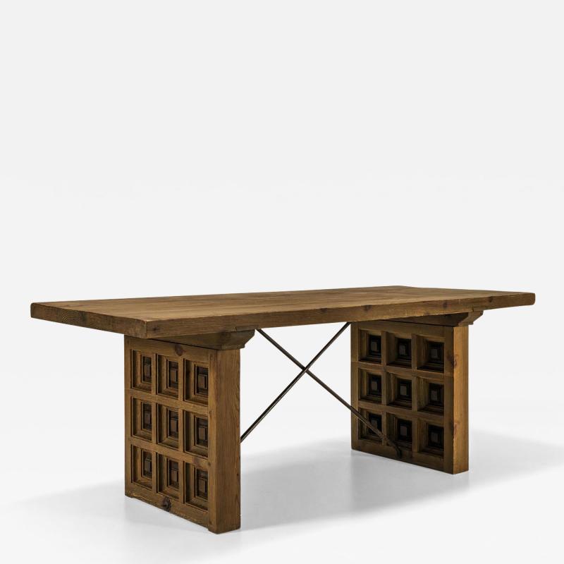  Biosca Biosca Dining Table With Geometric Patterns In Pine Spain 1960s