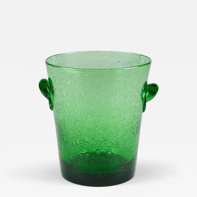  Biot French 1960s dark green handblown champagne ice bucket signed Biot