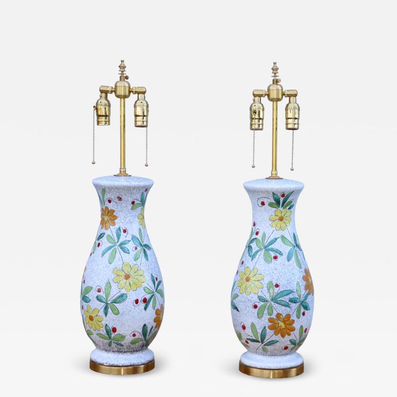  Bitossi 1960s Bitossi Pottery Table Lamps With Brass Hardware