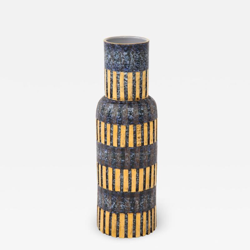  Bitossi Aldo Londi Bitossi Blue and Gold Ceramic Vase