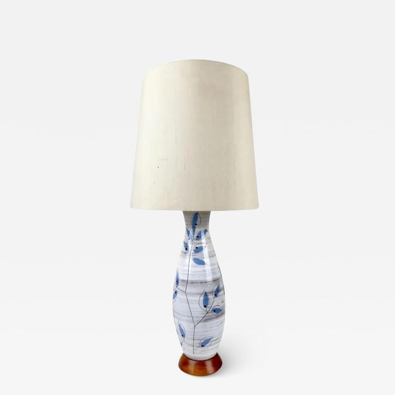  Bitossi Bitossi Artsian Ceramic Table Lamp with Blue Leaves Design