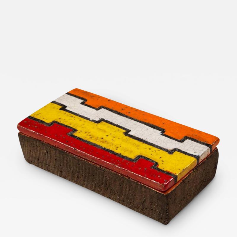  Bitossi Bitossi Box Ceramic Geometric Red Yellow White Orange Signed