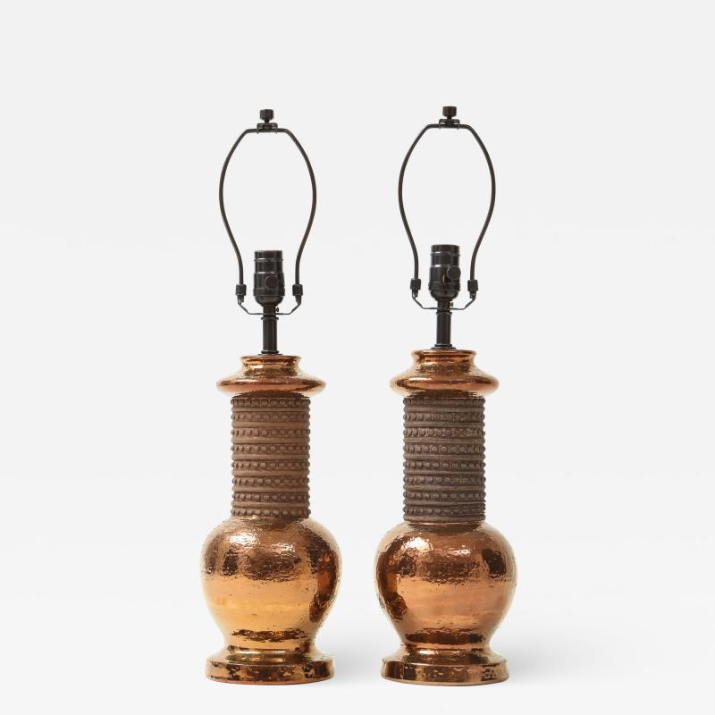  Bitossi Bitossi Copper Lustre Glazed Lamps