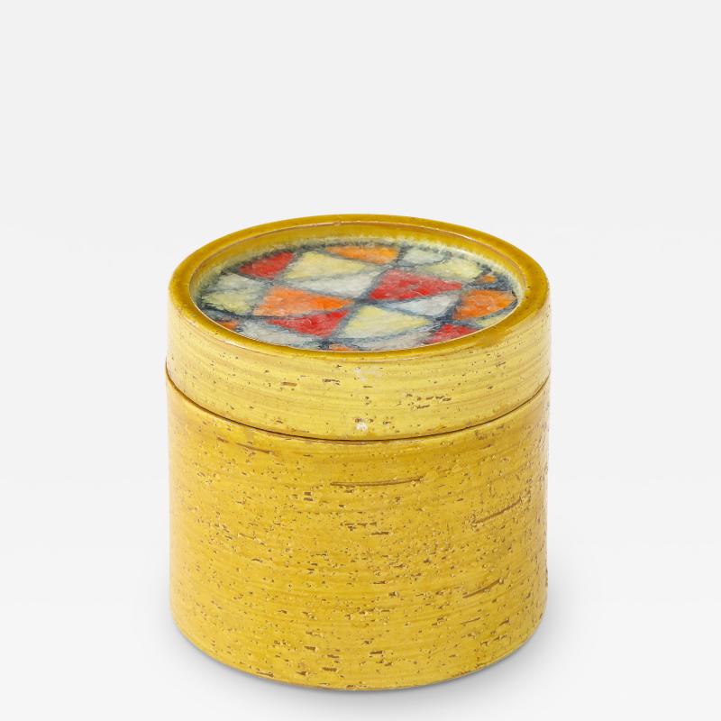  Bitossi Bitossi Glazed Ceramic Lidded Box with Fused Glass Mosaic Italy c 1960s