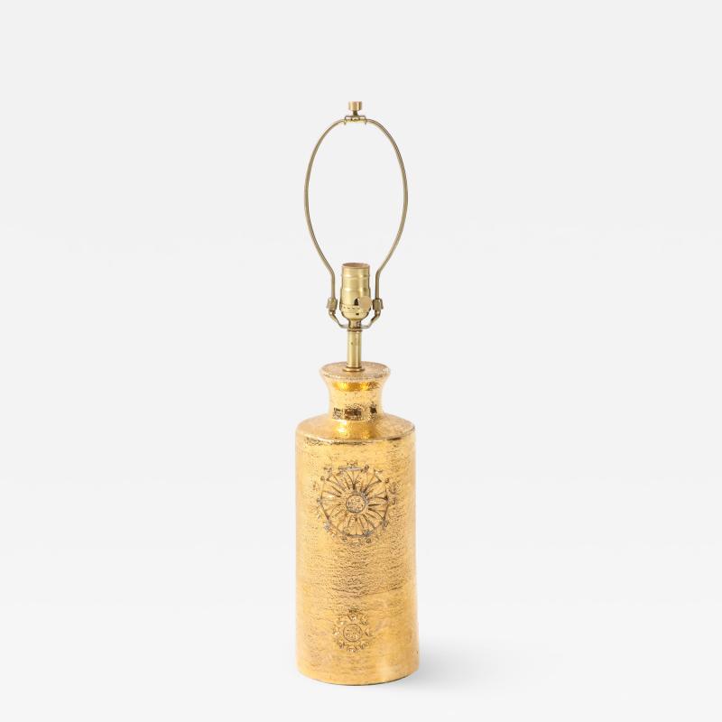  Bitossi Bitossi Gold Glazed Incised Ceramic Lamp