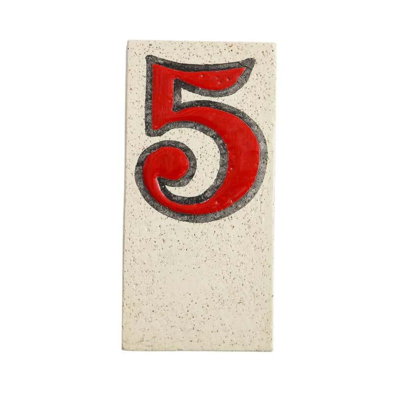Bitossi Bitossi Number 5 Box Ceramic Red White Signed