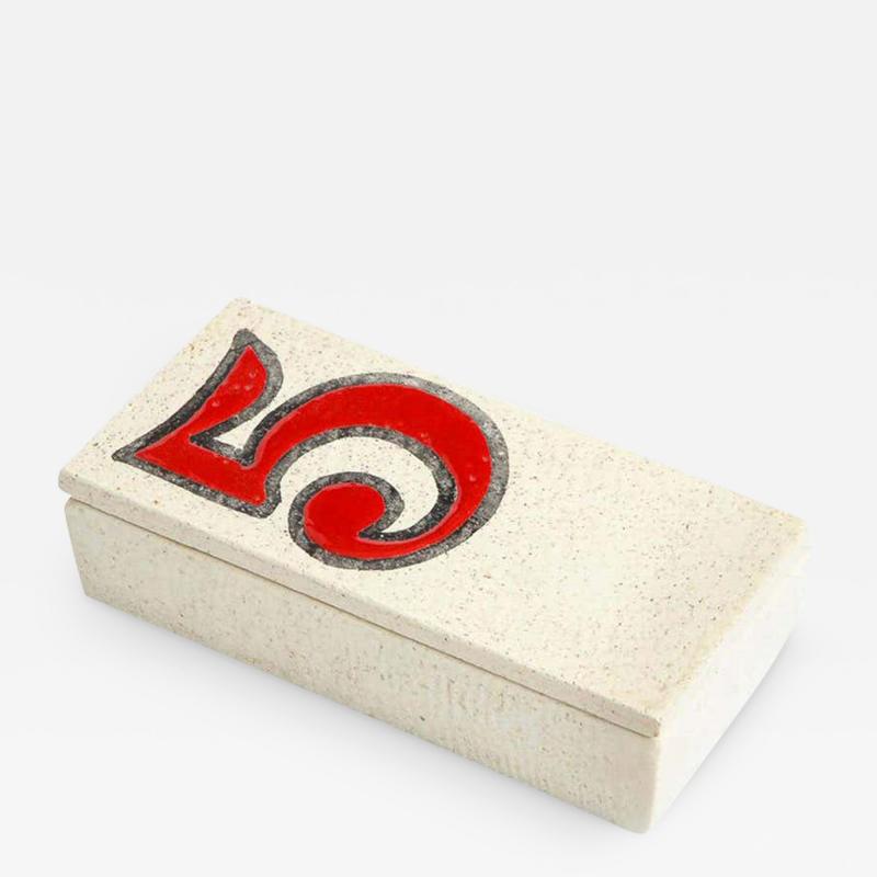  Bitossi Bitossi Number 5 Box Ceramic Red White Signed