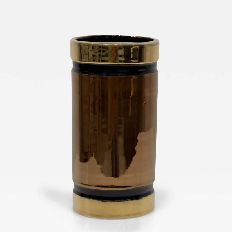  Bitossi Bitossi Rosenthal Netter Vase Gold Black Metallic Italy