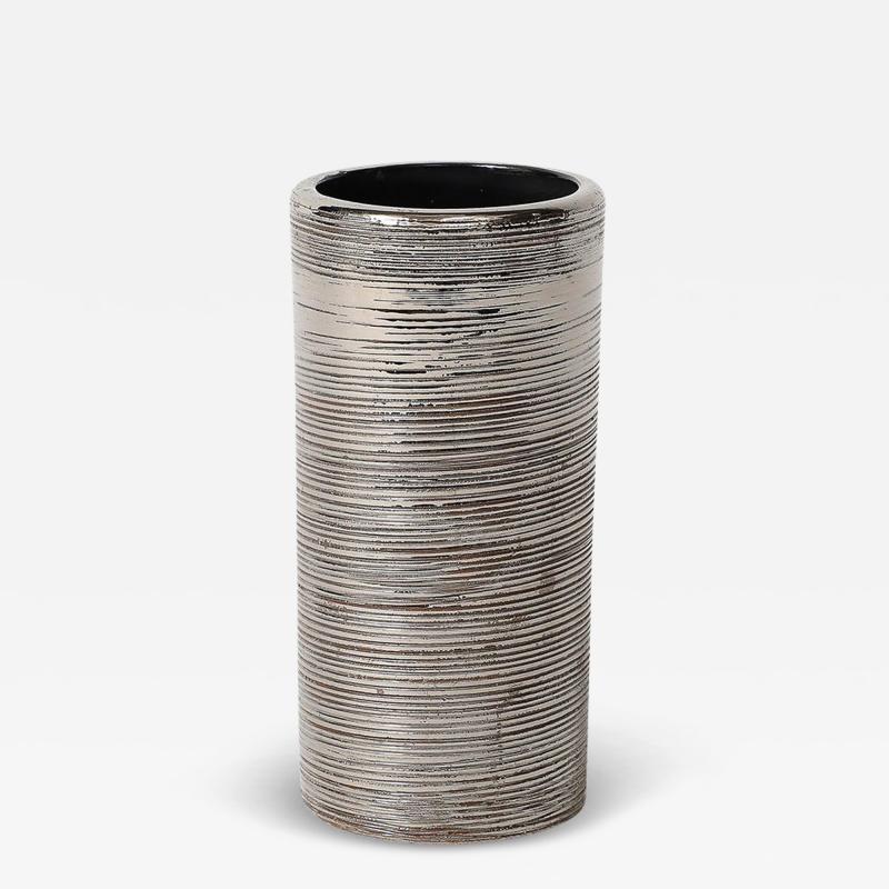  Bitossi Bitossi Vase Ceramic Brushed Metallic Silver