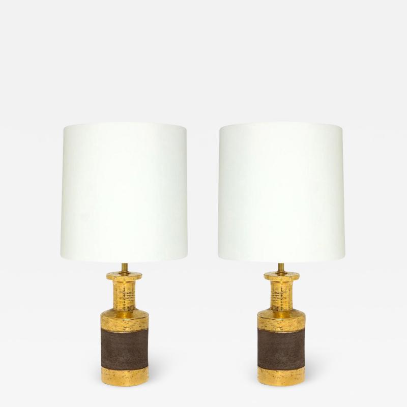  Bitossi Bitossi for Bergboms Table Lamps Ceramic Metallic Gold and Matte Brown