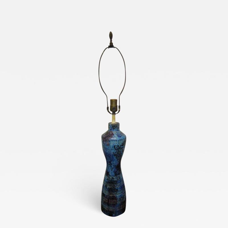  Bitossi Italian Blu Rimini Pottery Table Lamp by Aldo Londi Bitossi Mid Century Modern