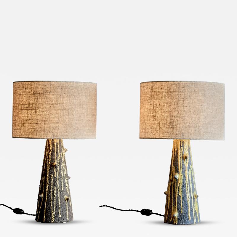  Bitossi Pair of Table Lamps with cratered Glaze 2 by Bitossi