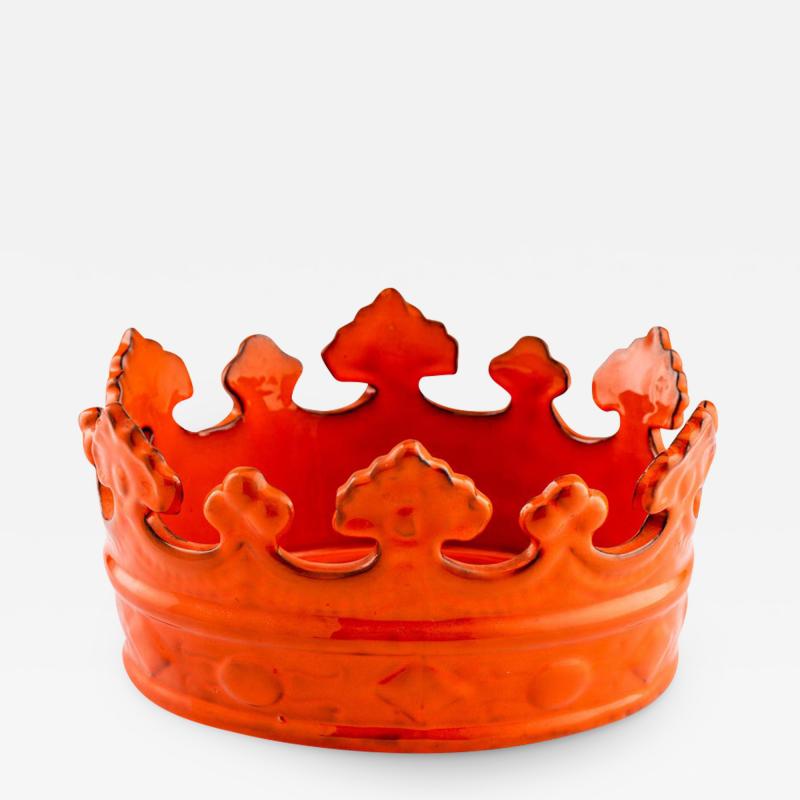  Bitossi Peasant Village Crown Bowl Ceramic Orange Signed