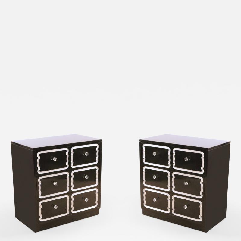 Black Lacquer and Lucite Small Chests of Drawers