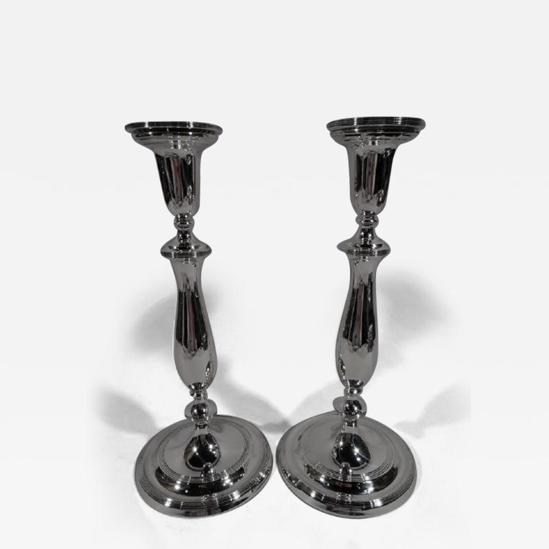  Blackinton Pair of Modern Georgian Sterling Silver Candlesticks by Blackinton