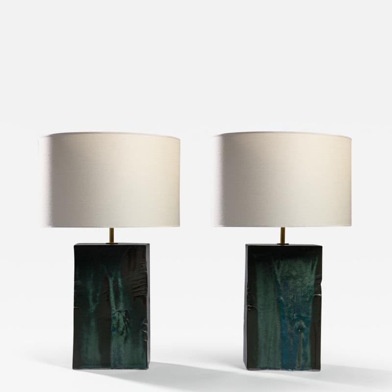  Blend Roma Handcrafted Table Lamp in green glazed ceramic Italy 2023