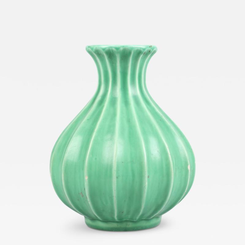  Bo Fajans Nordic Modern Vase in Celadon Glaze by Ewald Dahlskog