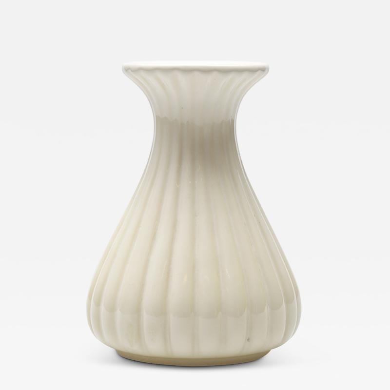  Bo Fajans Reeded Ivory Glaze Vase by Ewald Dahlskog for Bo